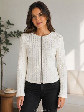 H&M Divided Quilted Zip Up Top Size 10